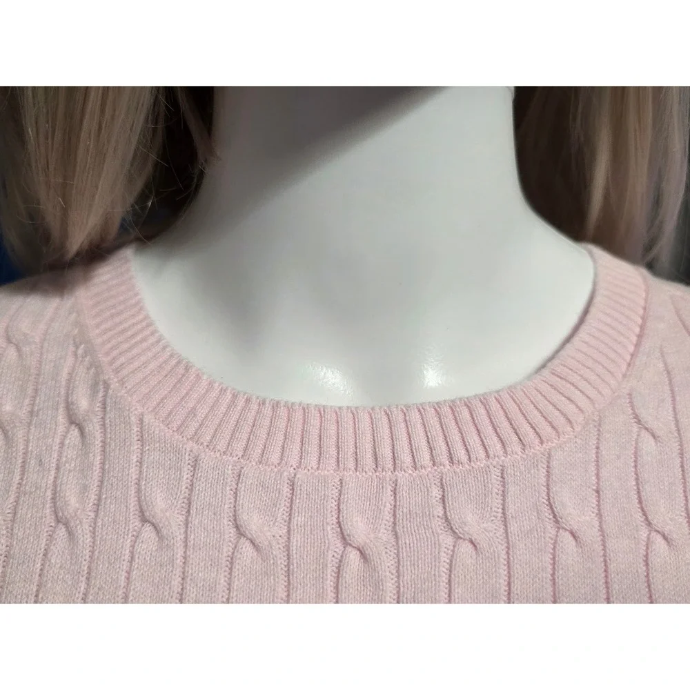 Tommy Hilfiger Women's Pink Cable Knit Short Sleeve Sweater Top XXL - Picture 3 of 7
